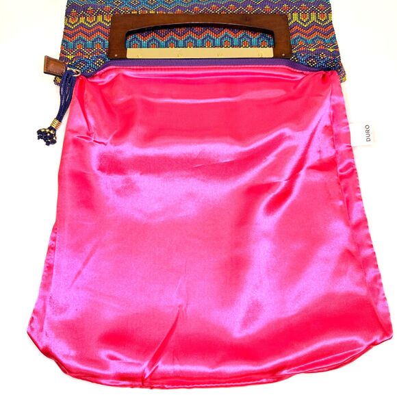 Duro Olowu Rare Beaded Geometric Clutch Wooden Handle Luxury Designer Bag - Picture 5 of 10